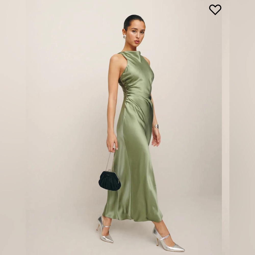 Reformation - size 2 - Silk Casette Dress (color: artichoke) - Picture 5 of 7